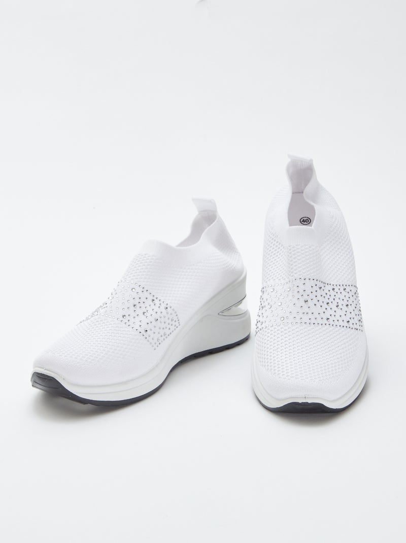 Baskets chaussettes compensées Blanc - Kiabi