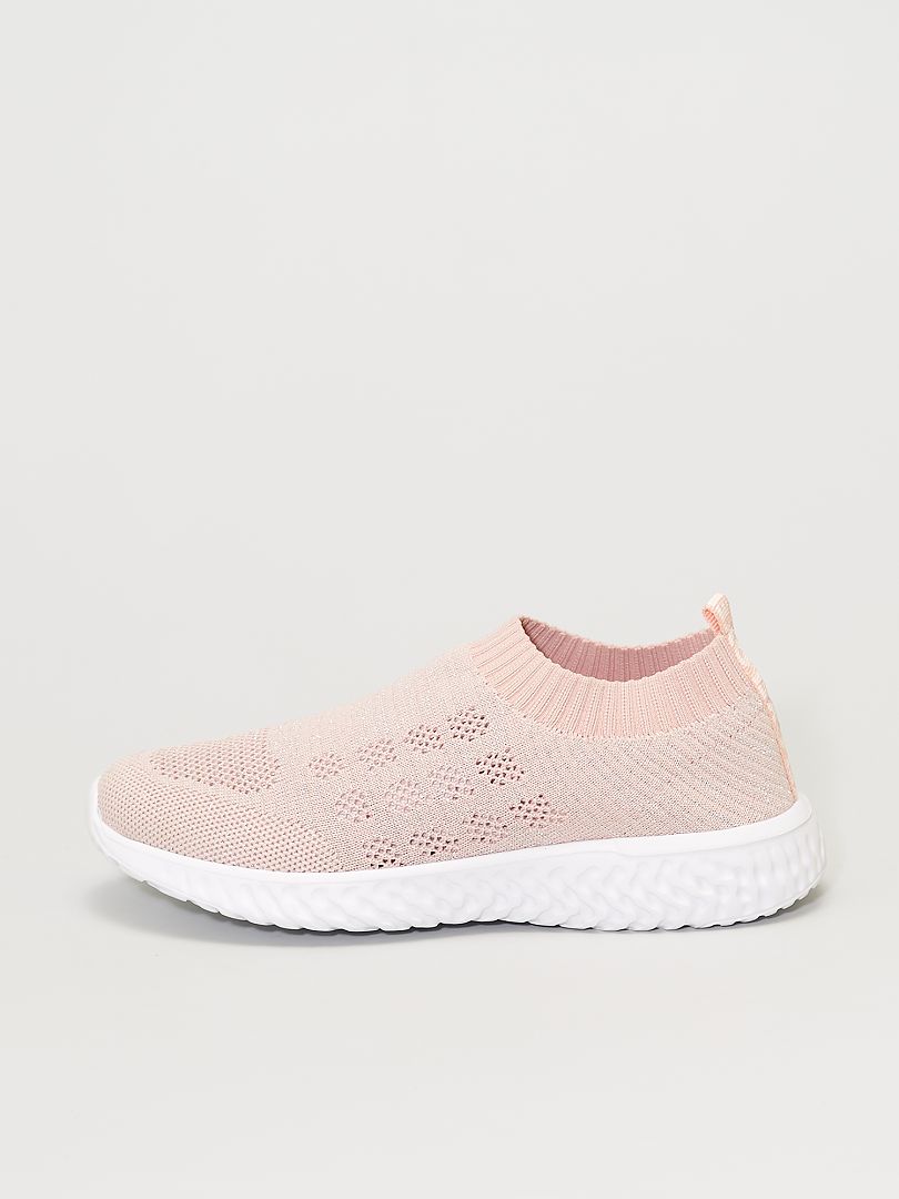 Baskets chaussons en mesh brillant rose - Kiabi