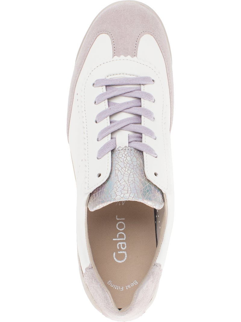 Baskets combinaison en cuir Beige gris - Kiabi