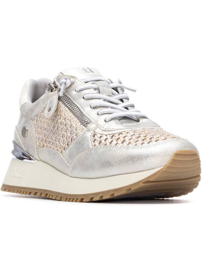 Baskets compensées femme à lacets Argent - Kiabi