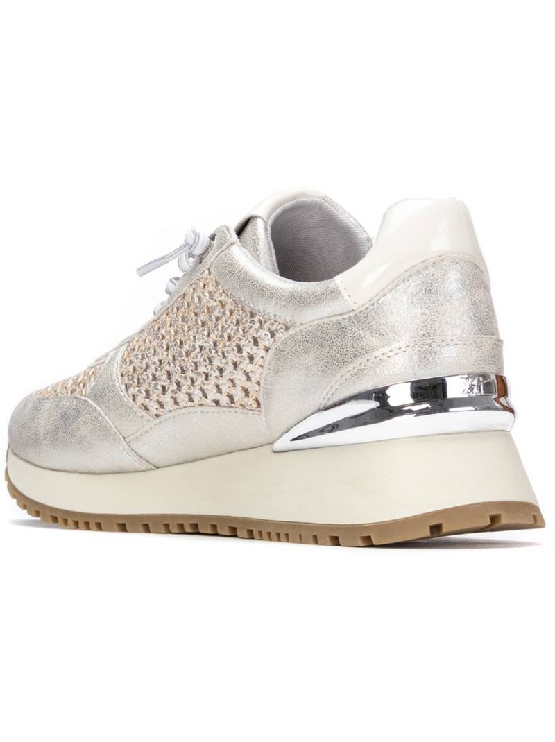 Baskets compensées femme à lacets Argent - Kiabi
