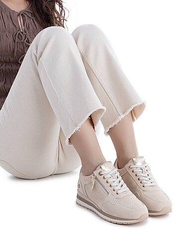 Baskets compensées femme à lacets