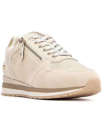 Baskets compensées femme à lacets