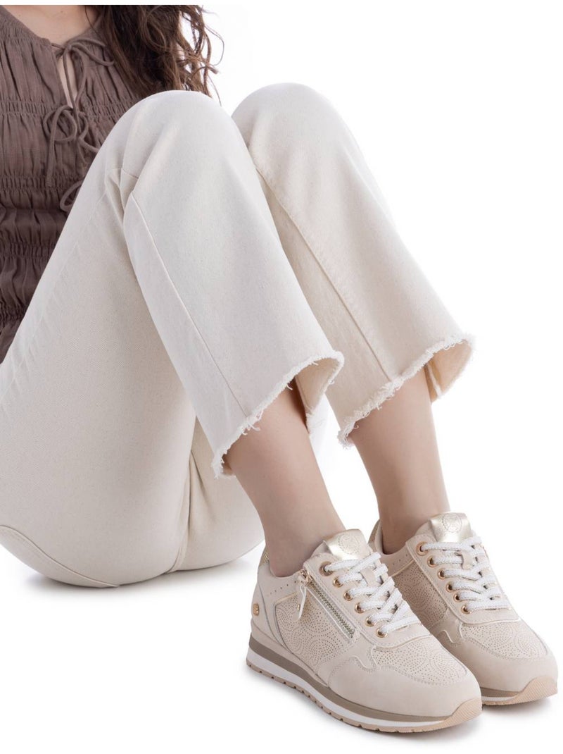 Baskets compensées femme à lacets Beige - Kiabi