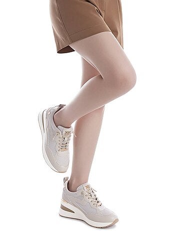 Baskets compensées femme à lacets