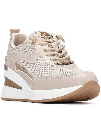 Baskets compensées femme à lacets