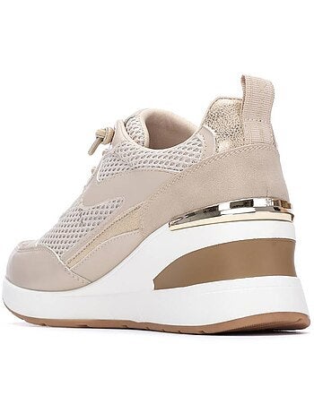 Baskets compensées femme à lacets