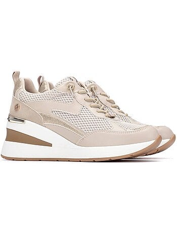 Baskets compensées femme à lacets