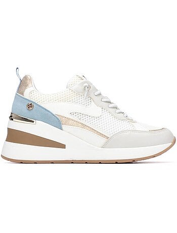 Baskets compensées femme à lacets