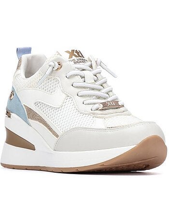 Baskets compensées femme à lacets