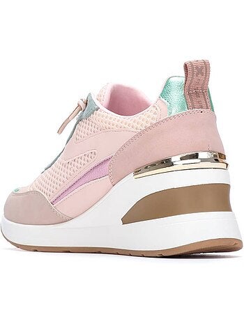 Baskets compensées femme à lacets