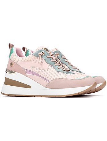 Baskets compensées femme à lacets