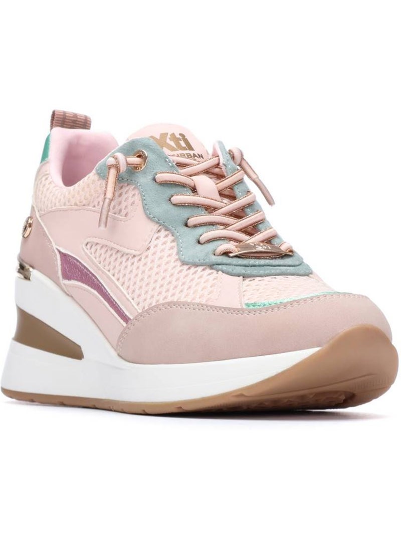 Baskets compensées femme à lacets Crème - Kiabi