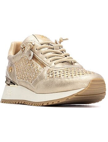 Baskets compensées femme à lacets