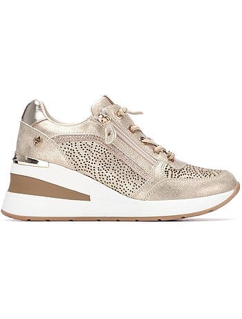 Baskets compensées femme à lacets