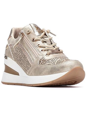 Baskets compensées femme à lacets