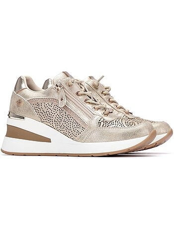 Baskets compensées femme à lacets