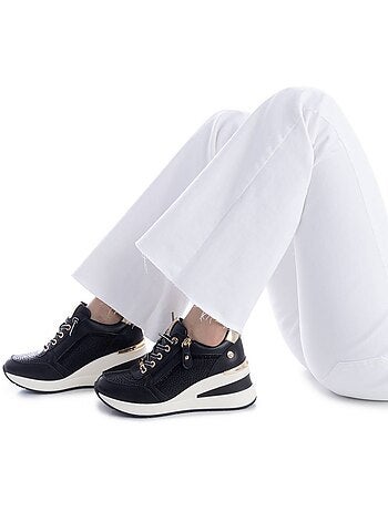 Baskets compensées femme à lacets