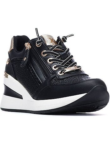 Baskets compensées femme à lacets