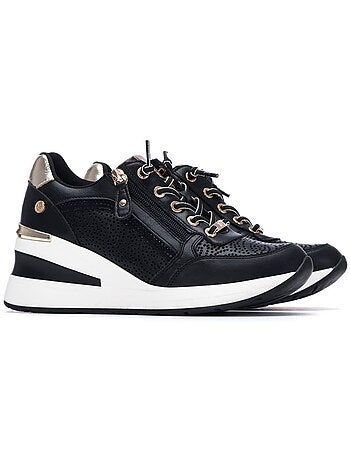 Baskets compensées femme à lacets