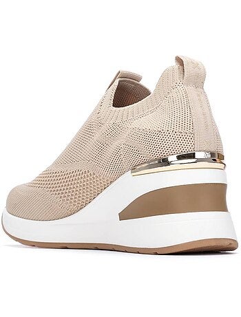 Baskets compensées femme élastiques