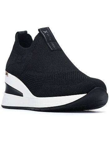 Baskets compensées femme élastiques