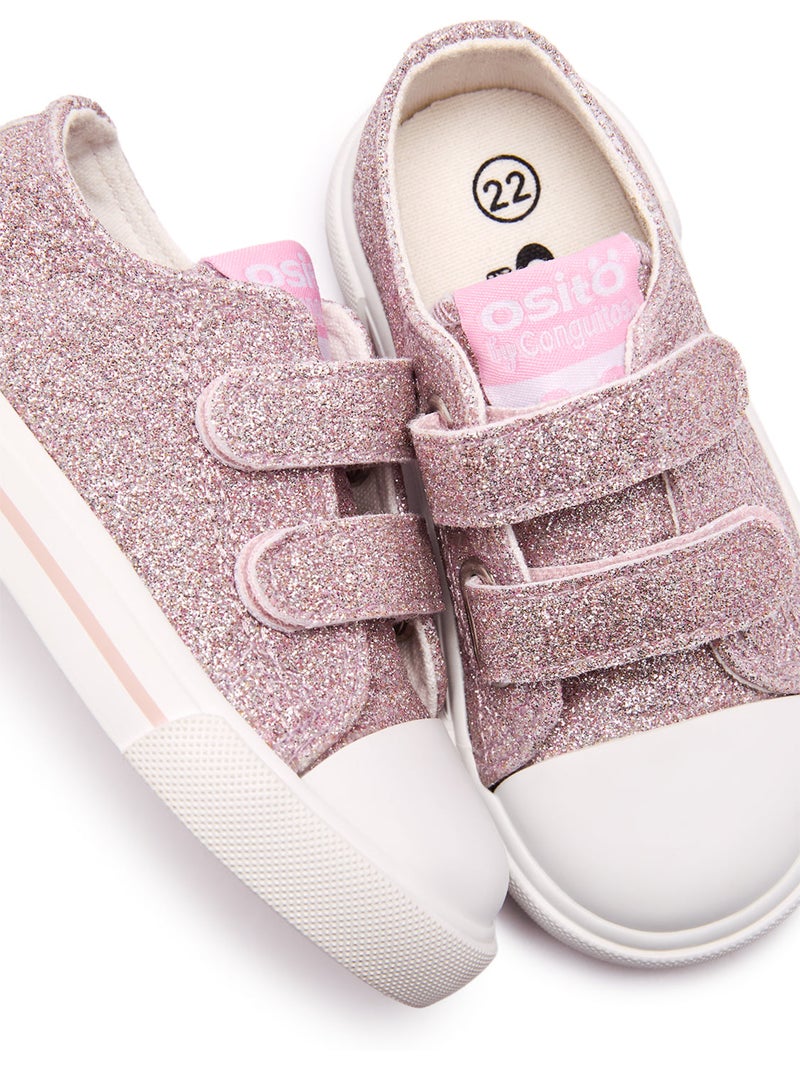 Baskets conguitos canvas glitter Rose - Kiabi