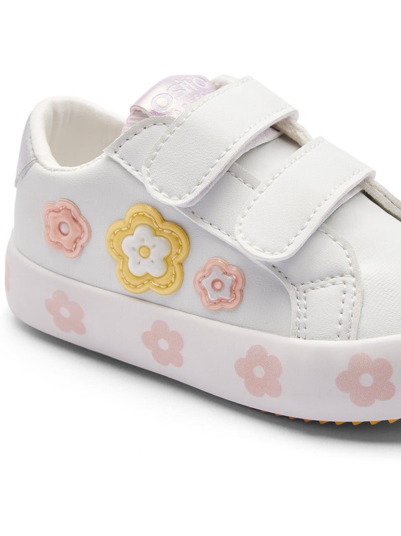 Baskets Conguitos Flores Autoadherente Blanc - Kiabi