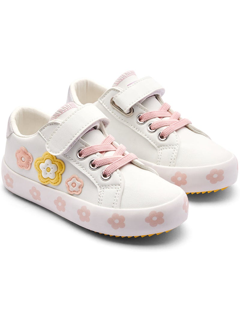 Baskets conguitos flores tira Blanc - Kiabi