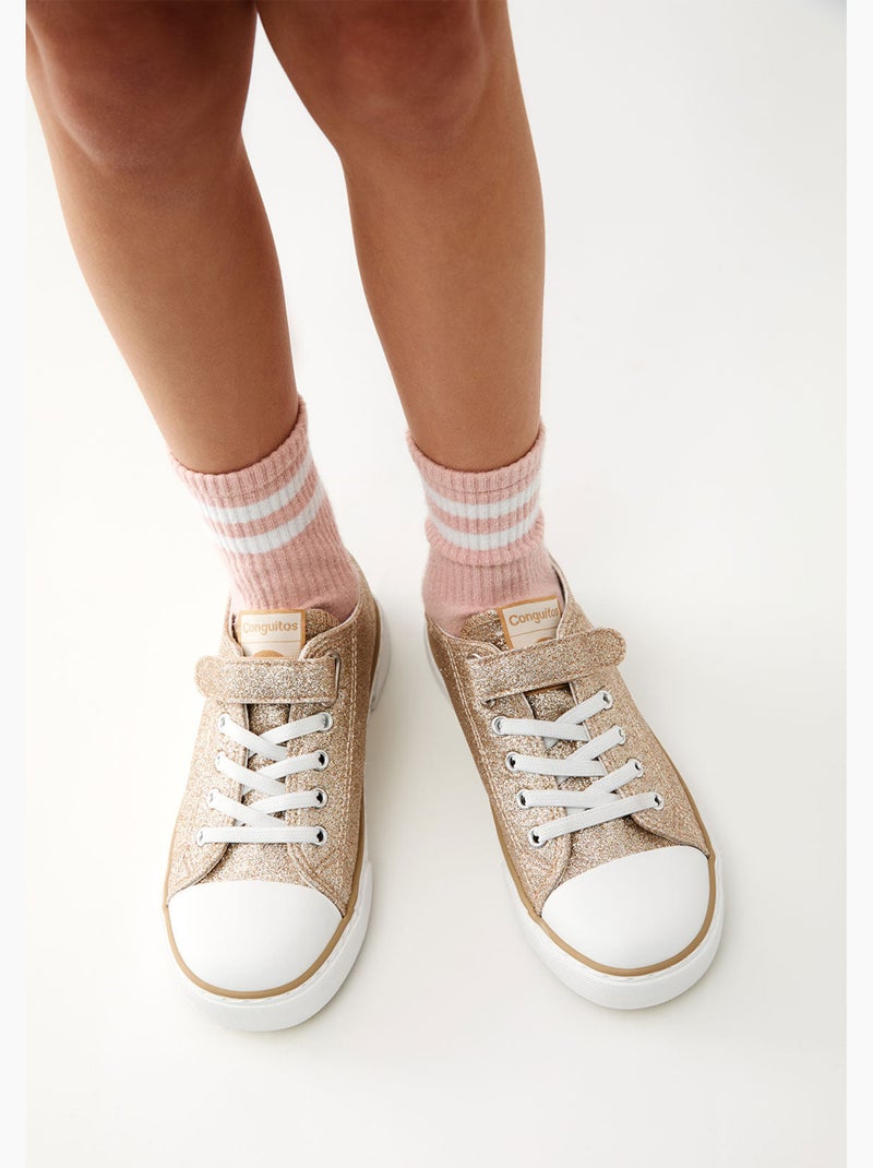 Baskets conguitos glitter canvas Gold - Kiabi