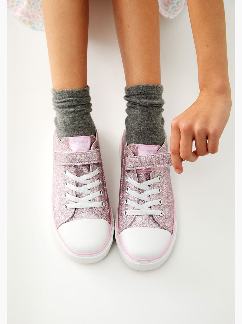 Baskets conguitos glitter canvas Rose - Kiabi