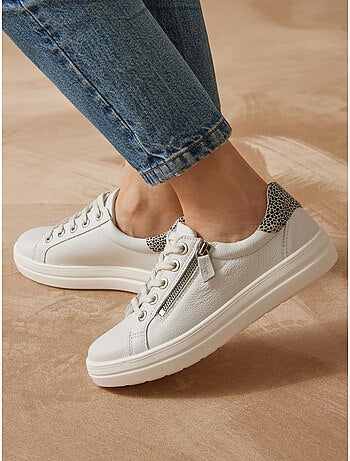 Baskets cuir avec zip et lacets - PEDICONFORT