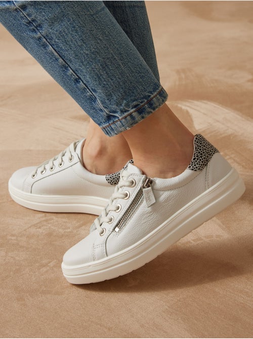 Baskets cuir avec zip et lacets - PEDICONFORT - Kiabi