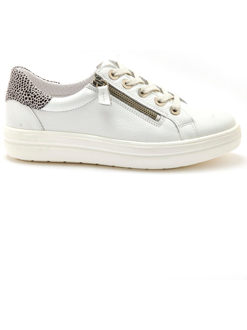 Baskets cuir avec zip et lacets - PEDICONFORT Blanc Blanc - Kiabi