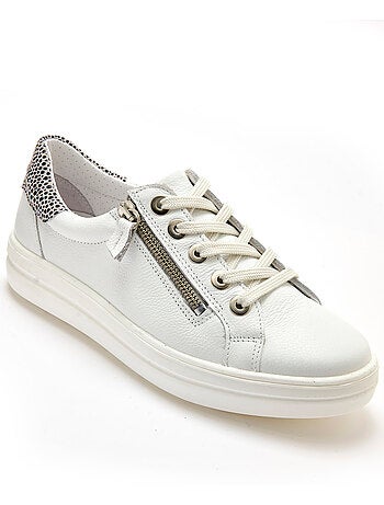 Baskets cuir avec zip et lacets