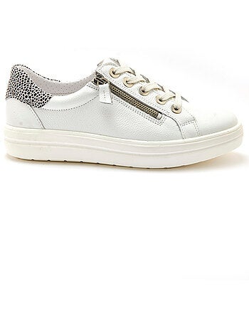 Baskets cuir avec zip et lacets