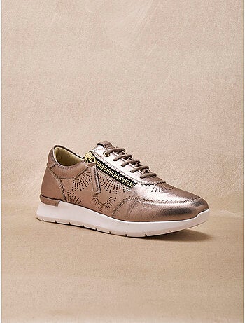 Baskets cuir avec zip semelle amovible - PEDICONFORT