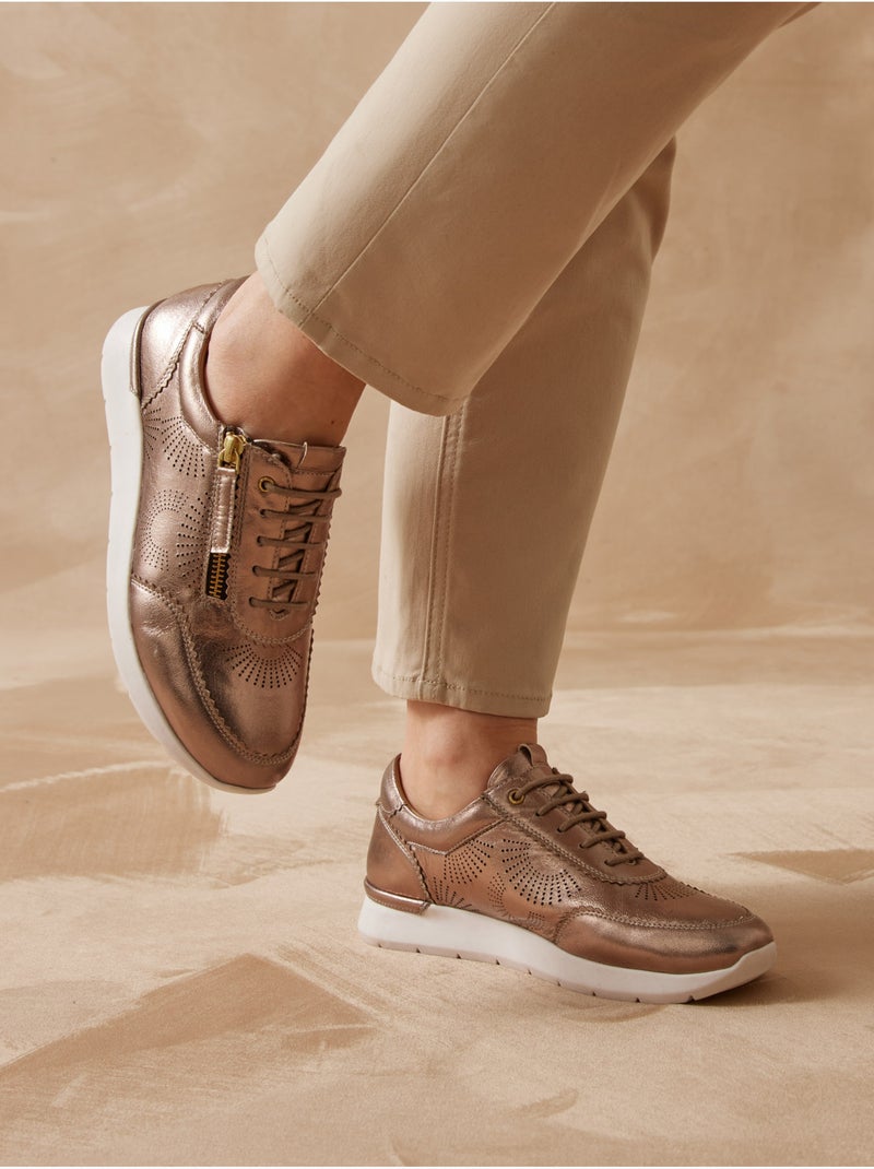 Baskets cuir avec zip semelle amovible - PEDICONFORT Bronze - Kiabi