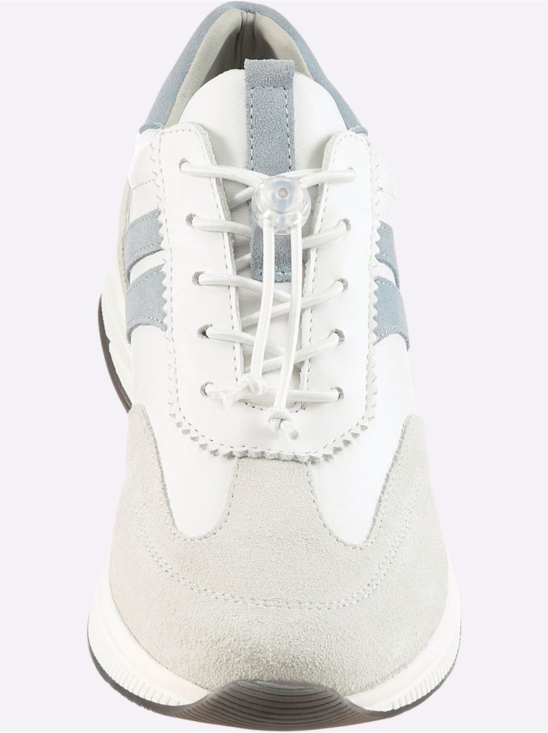 Baskets Cuir De Bœuf Nappa Et Velours - Taille Standard - Helline Blanc Bleu - Kiabi
