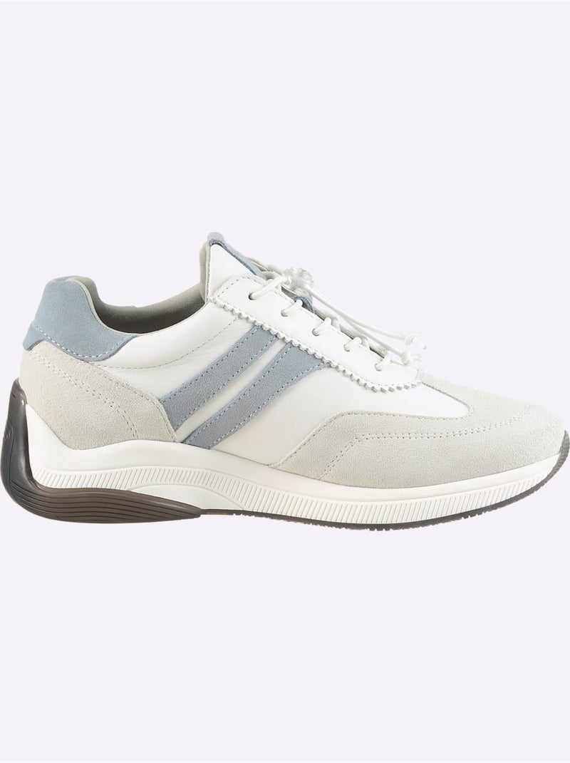 Baskets Cuir De Bœuf Nappa Et Velours - Taille Standard - Helline Blanc Bleu - Kiabi