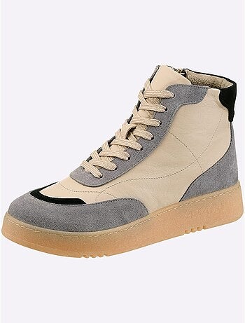 Baskets Cuir De Bœuf Nappa Et Velours - Taille Standard - Helline