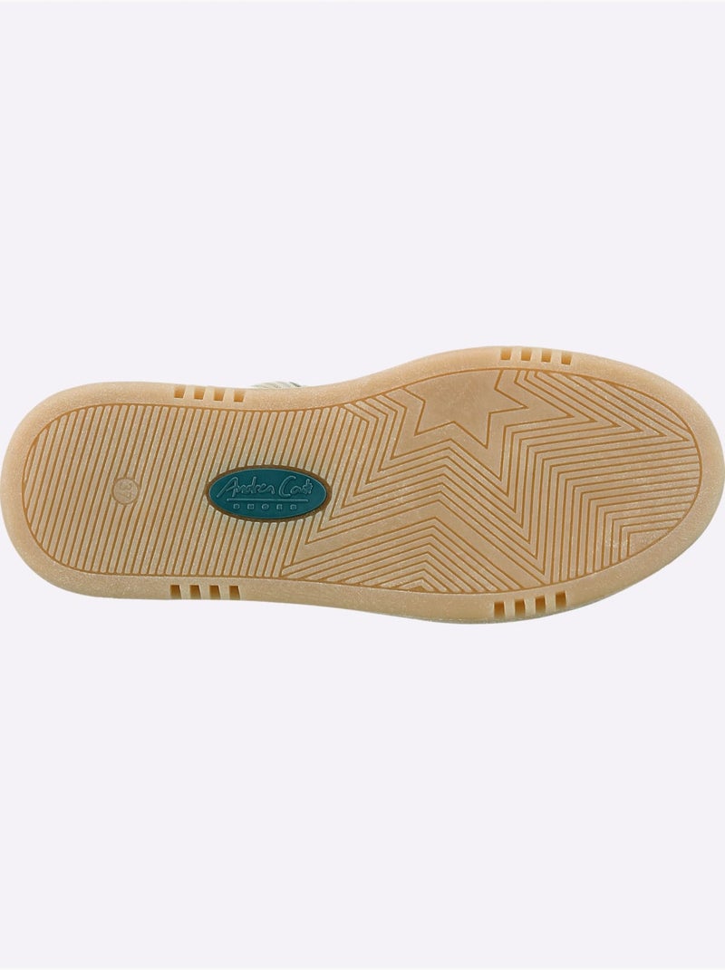 Baskets cuir de bœuf nappa et velours - taille standard - helline Blanc Gris - Kiabi