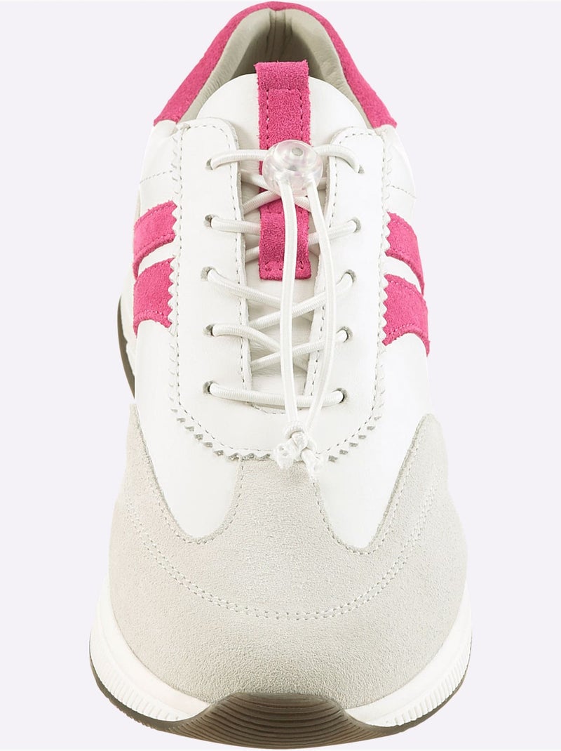 Baskets Cuir De Bœuf Nappa Et Velours - Taille Standard - Helline Blanc Rose - Kiabi