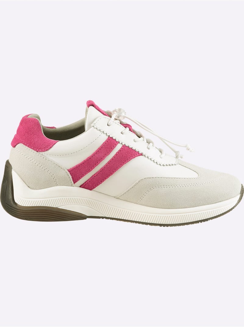 Baskets Cuir De Bœuf Nappa Et Velours - Taille Standard - Helline Blanc Rose - Kiabi