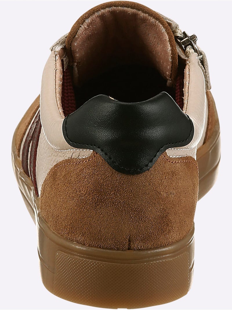 Baskets Cuir De Bœuf Nappa Et Velours - Taille Standard - Helline Sable - Kiabi