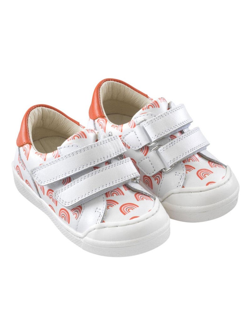 Baskets cuir enfant Happy Blanc - Kiabi