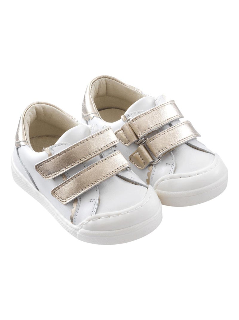 Baskets cuir enfant Happy Blanc - Kiabi