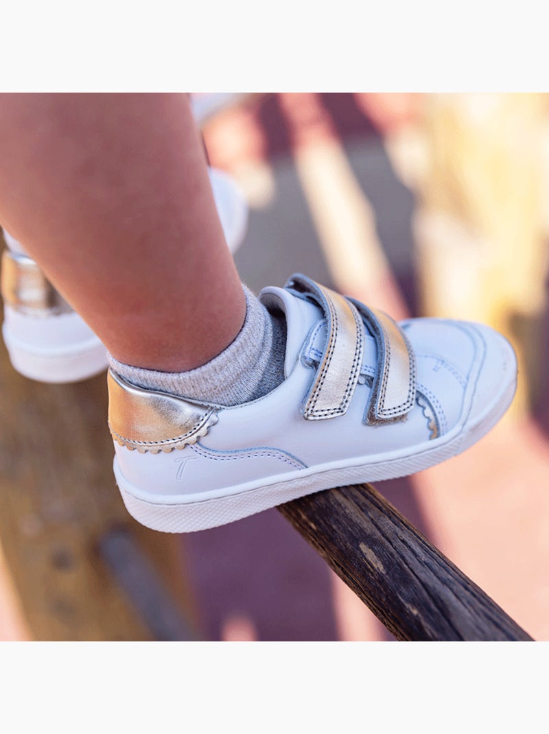 Baskets cuir enfant Happy Blanc - Kiabi