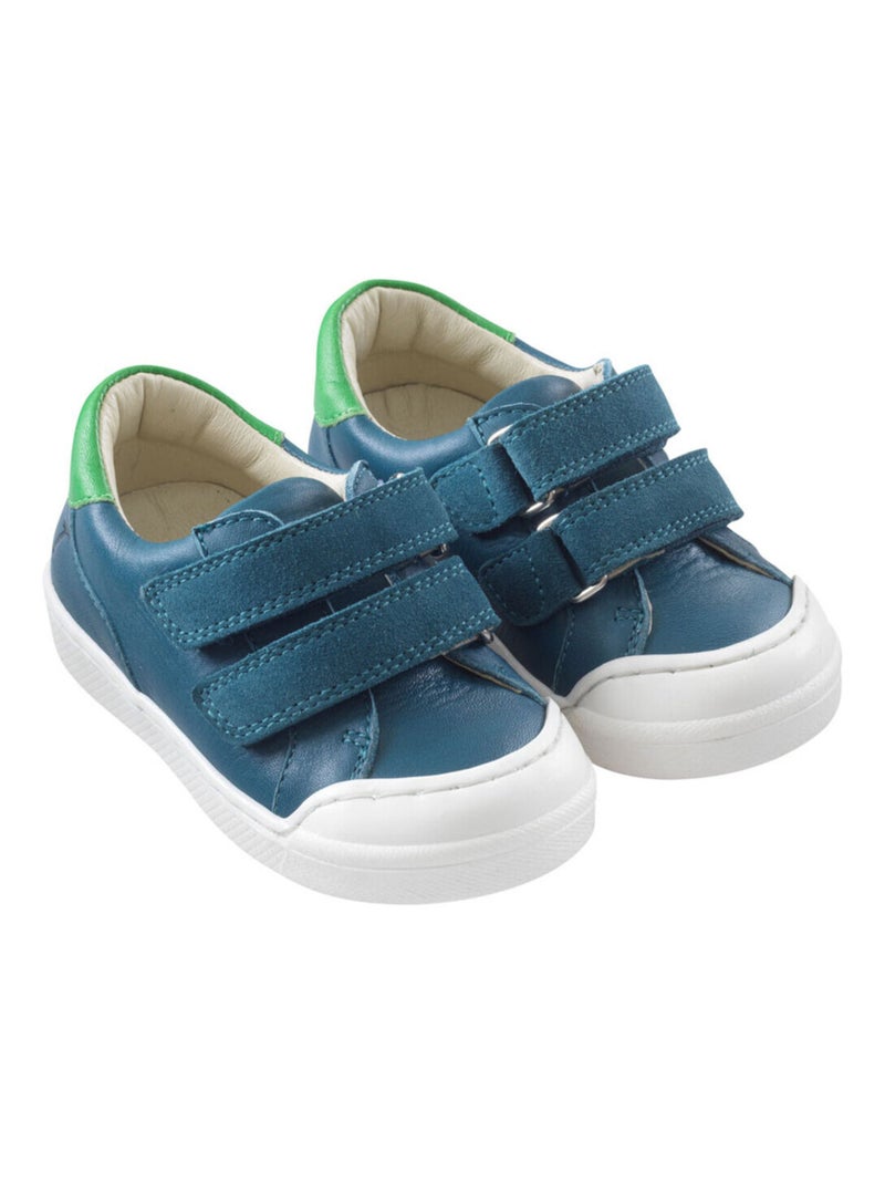 Baskets cuir enfant Happy Bleu - Kiabi