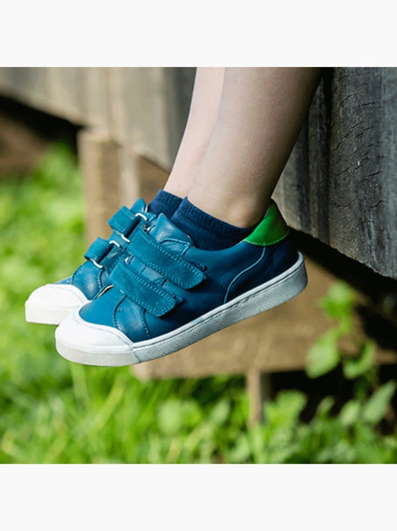Baskets cuir enfant Happy Bleu - Kiabi